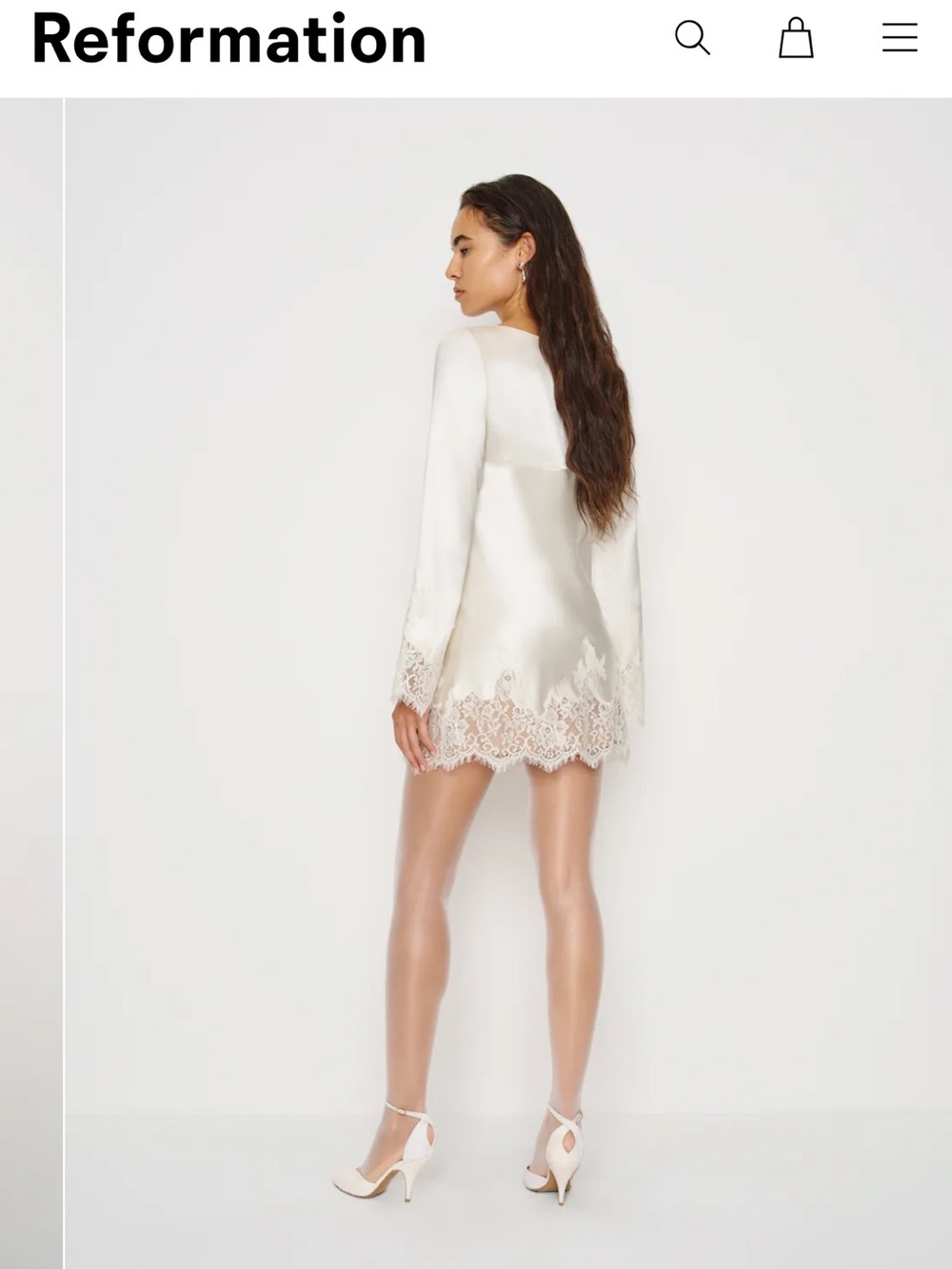 Reformation Blanche Dress Satin Lace Trim - Picture 4 of 14